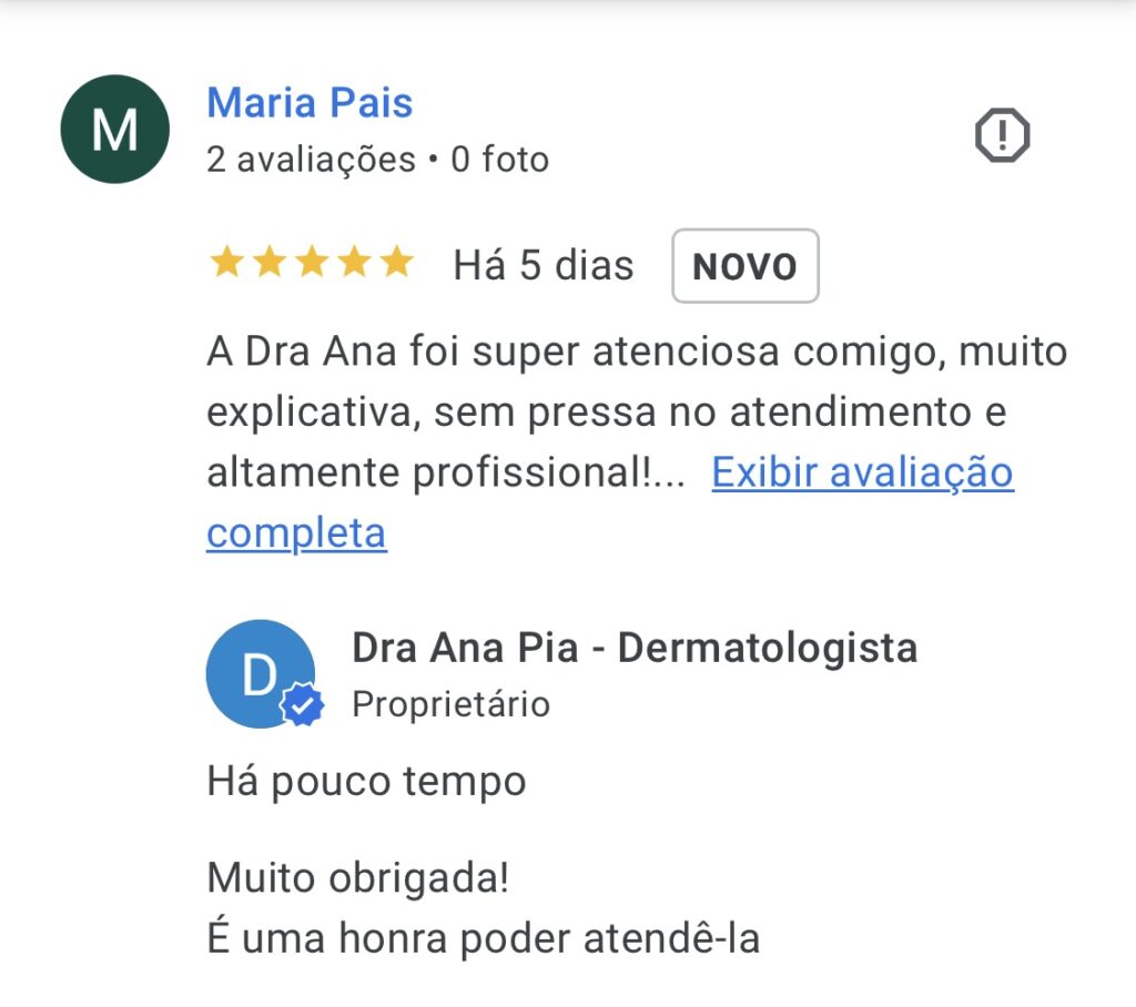 Avaliação Dra ana Pia, especialista em Psoríase